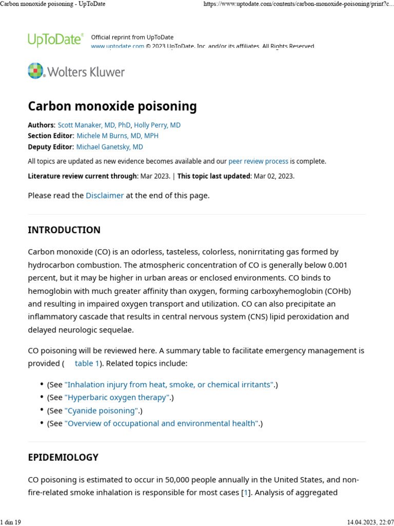 Carbon Monoxide Poisoning | PDF | Hemoglobin | Clinical Medicine