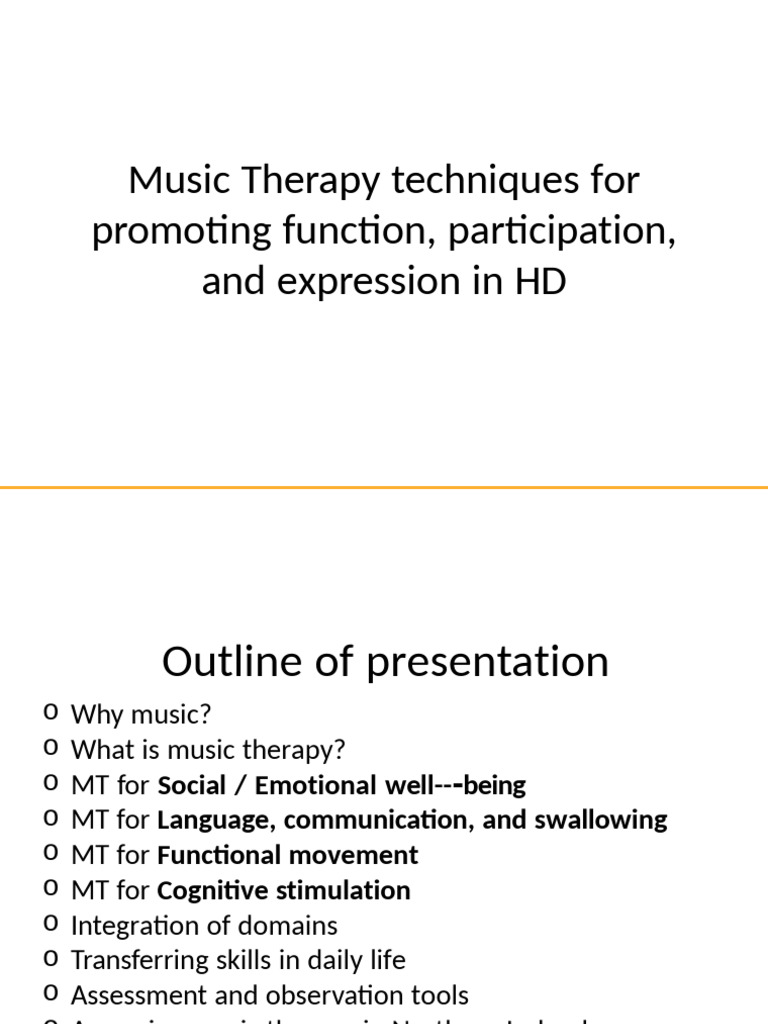 Music Therapy Techniques for HD | PDF | Cognitive Behavioral Therapy ...