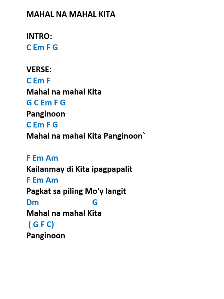Mahal Na Mahal Kita - Key of C | PDF