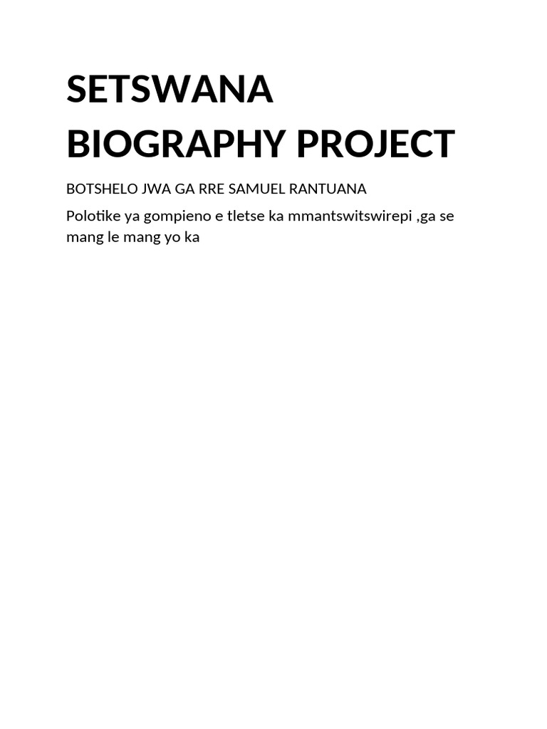 Setswana Biography Project | PDF