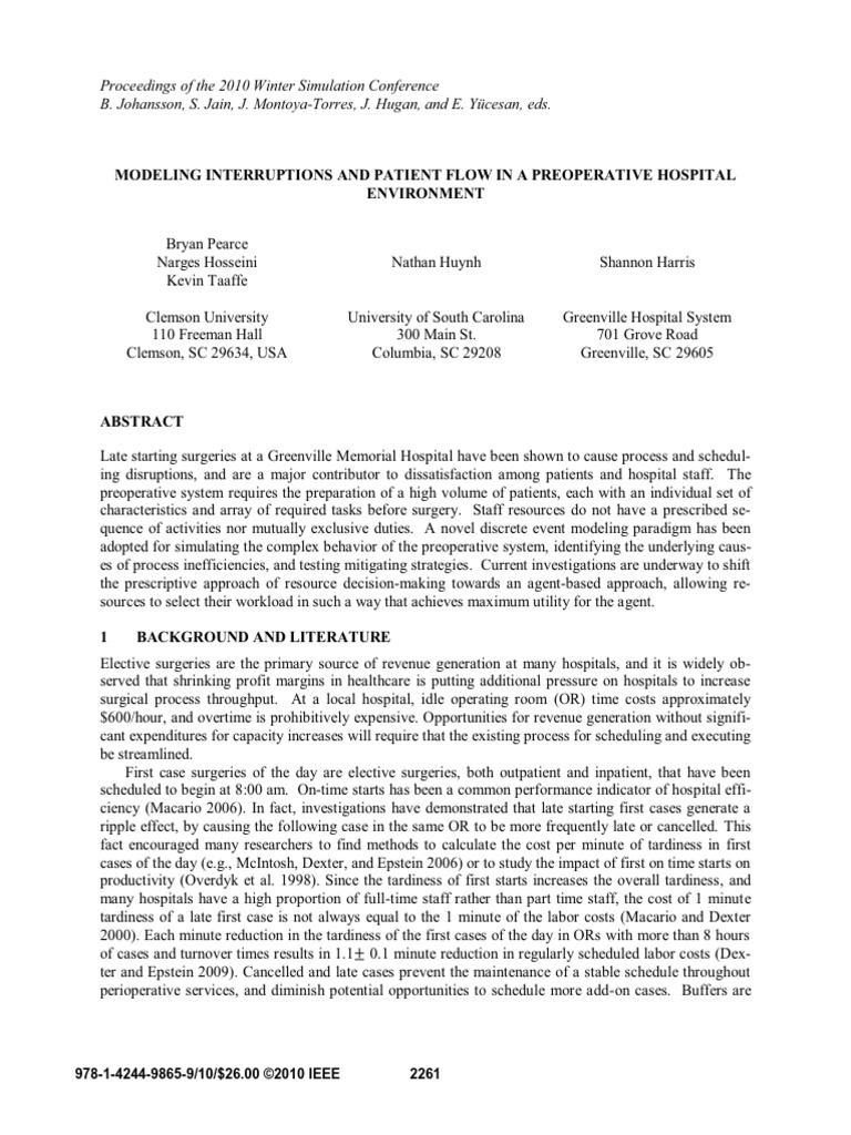 Preoperative Patient Flow Simulation Model | PDF | Agent Based Model ...
