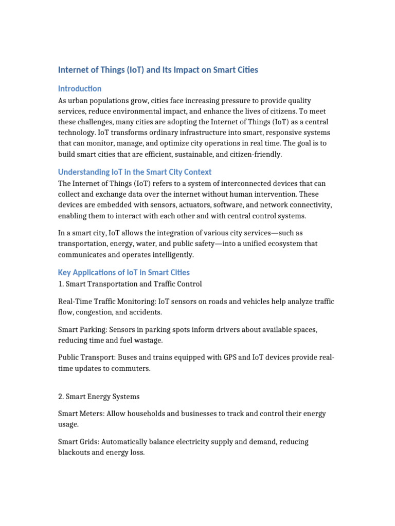 IoT and Smart Cities Article Final | PDF | Internet Of Things