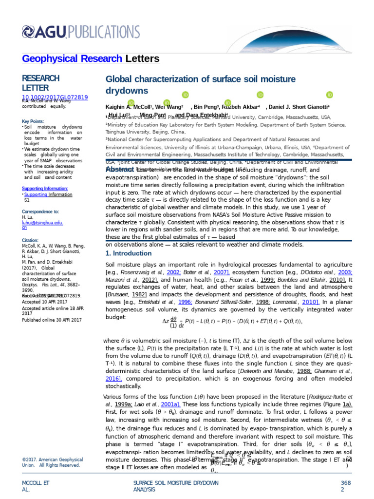 Global Soil Moisture Drydown Analysis | PDF | Estimator | Median