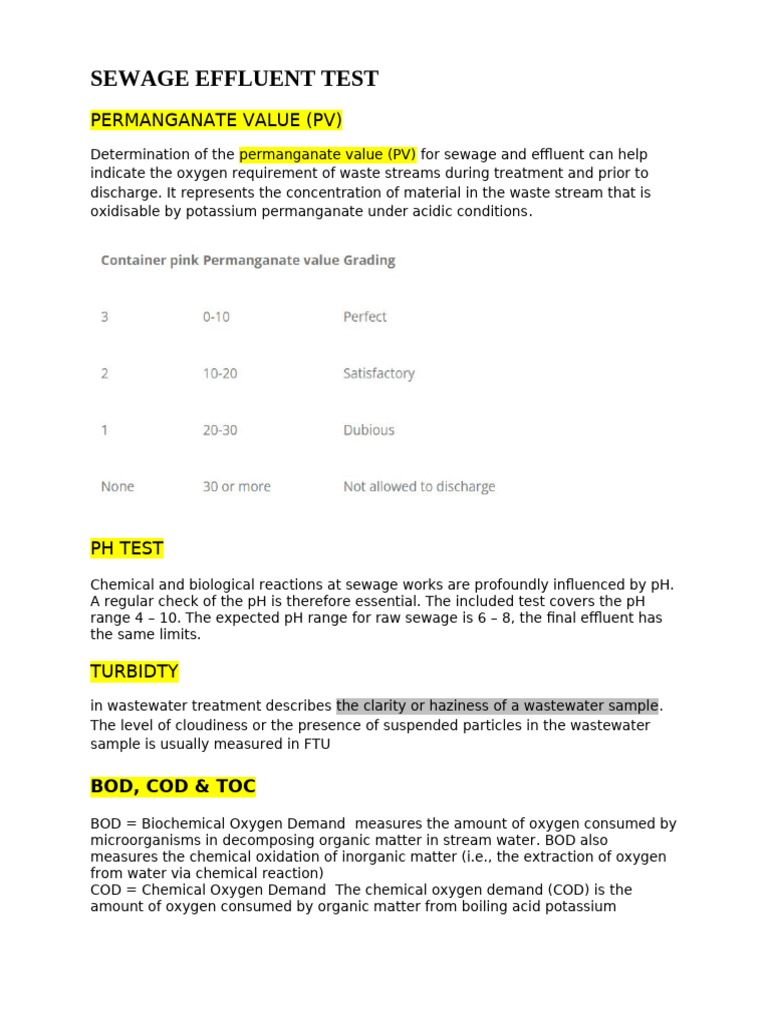 Sewage Effluent Testing Methods | PDF | Sewage | Total Organic Carbon