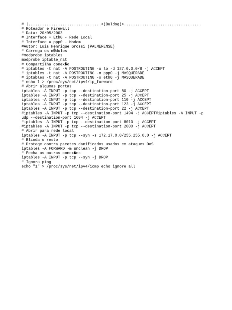 Configuração de Firewall no Roteador | PDF