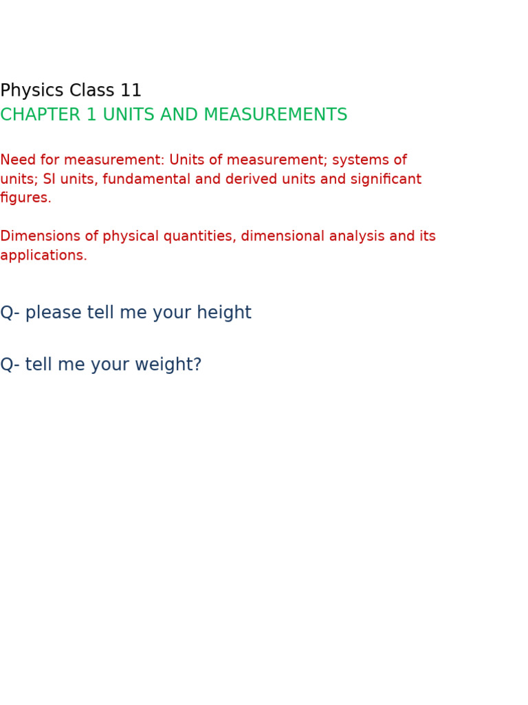 Physics Notes Class 11 Chapter 2 Units and Measurements | PDF ...