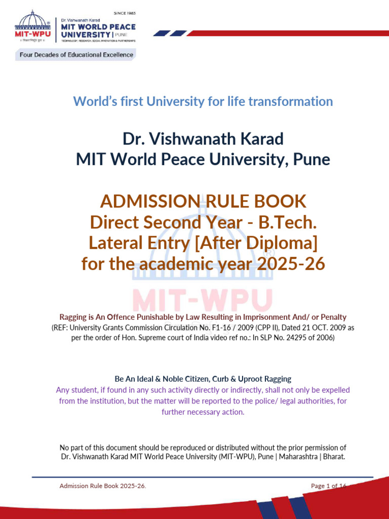 Direct Second Year B.Tech Admission 2025-26 | PDF | Engineering ...