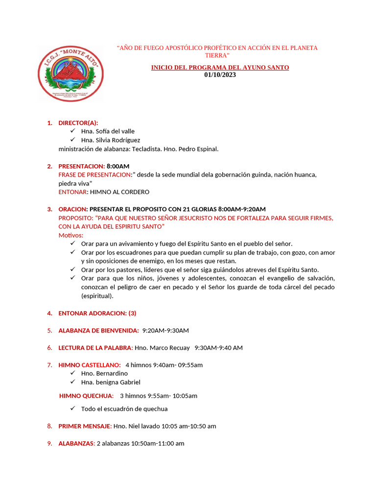 Programa Del Mes de Octubre 2023 14 09 23 | PDF | Oración | Creencia y ...
