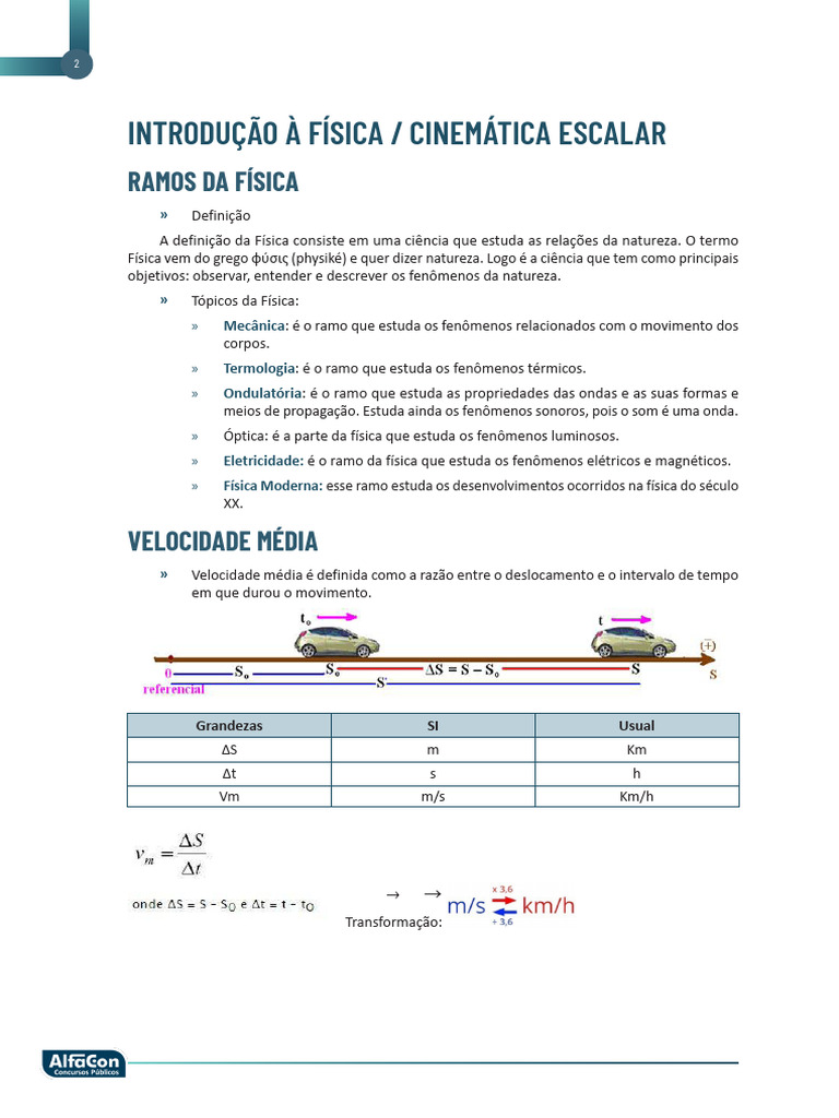 Introdução à Cinemática Escalar na Física | PDF | Física | Velocidade