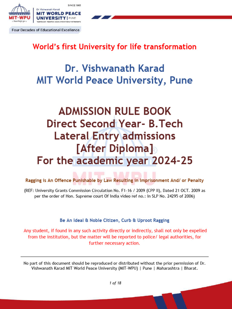 Direct Second Year B.Tech Admissions 2024-25 | PDF | Engineering ...