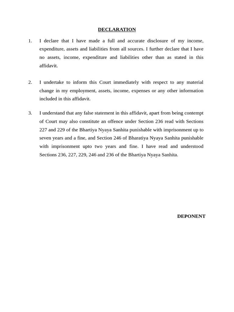 Asset Declaration Affidavit | PDF