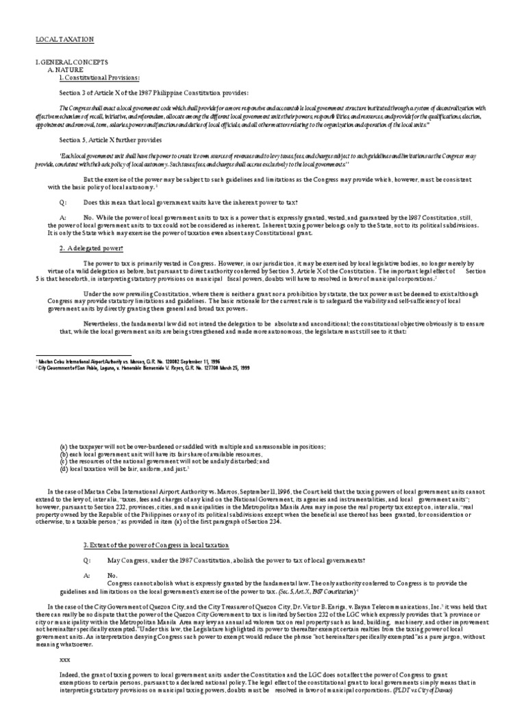 Local Taxation Framework in the Philippines | PDF | Local Government ...