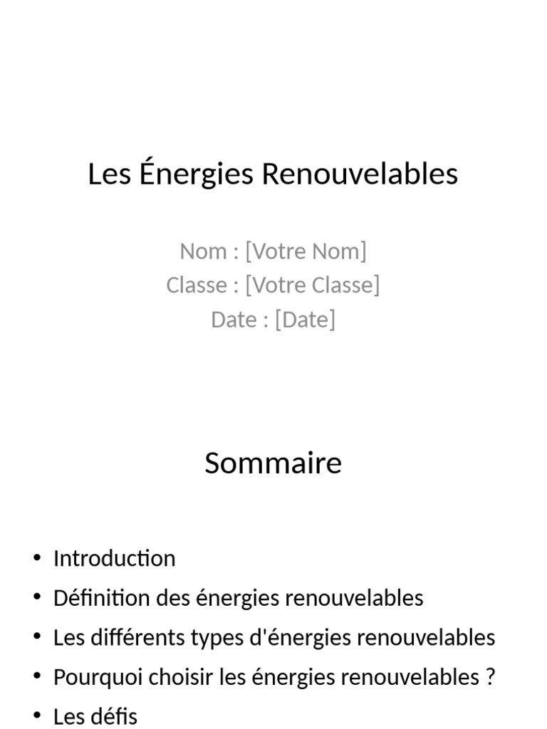 Les Énergies Renouvelables : Enjeux et Types | PDF