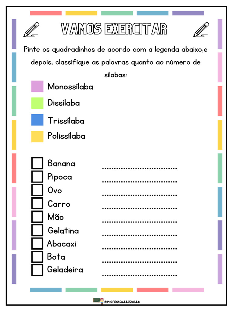 Classificação de Palavras por Sílabas | PDF
