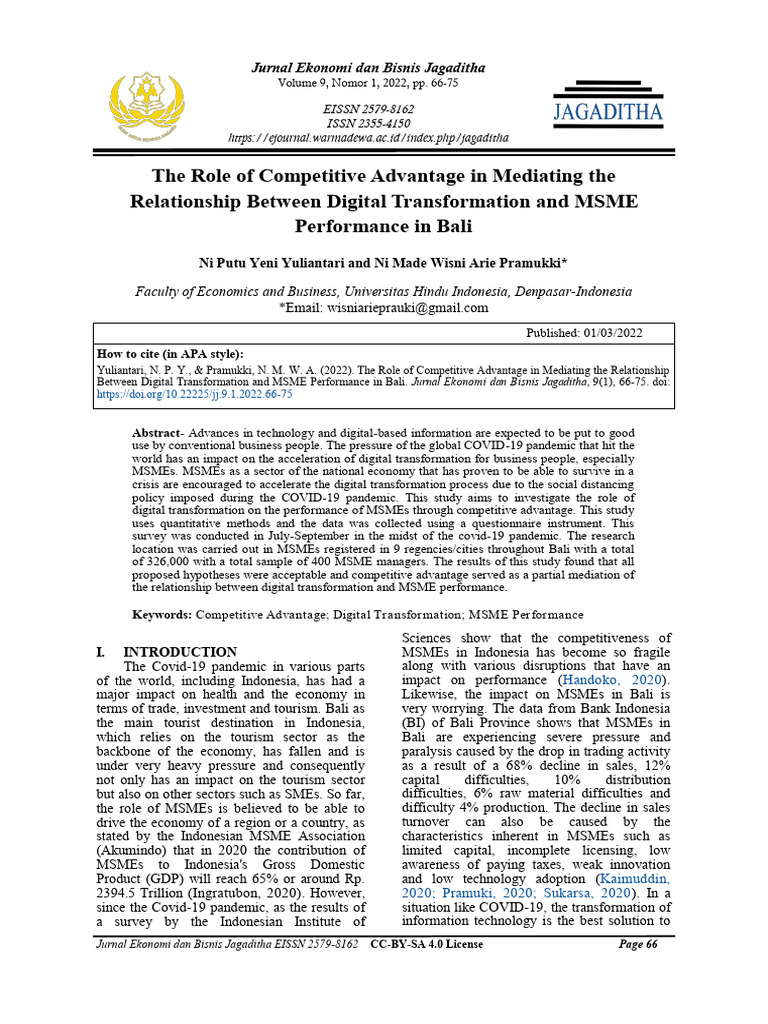 Competitive Advantage in MSME Digital Transformation | PDF | Small And ...