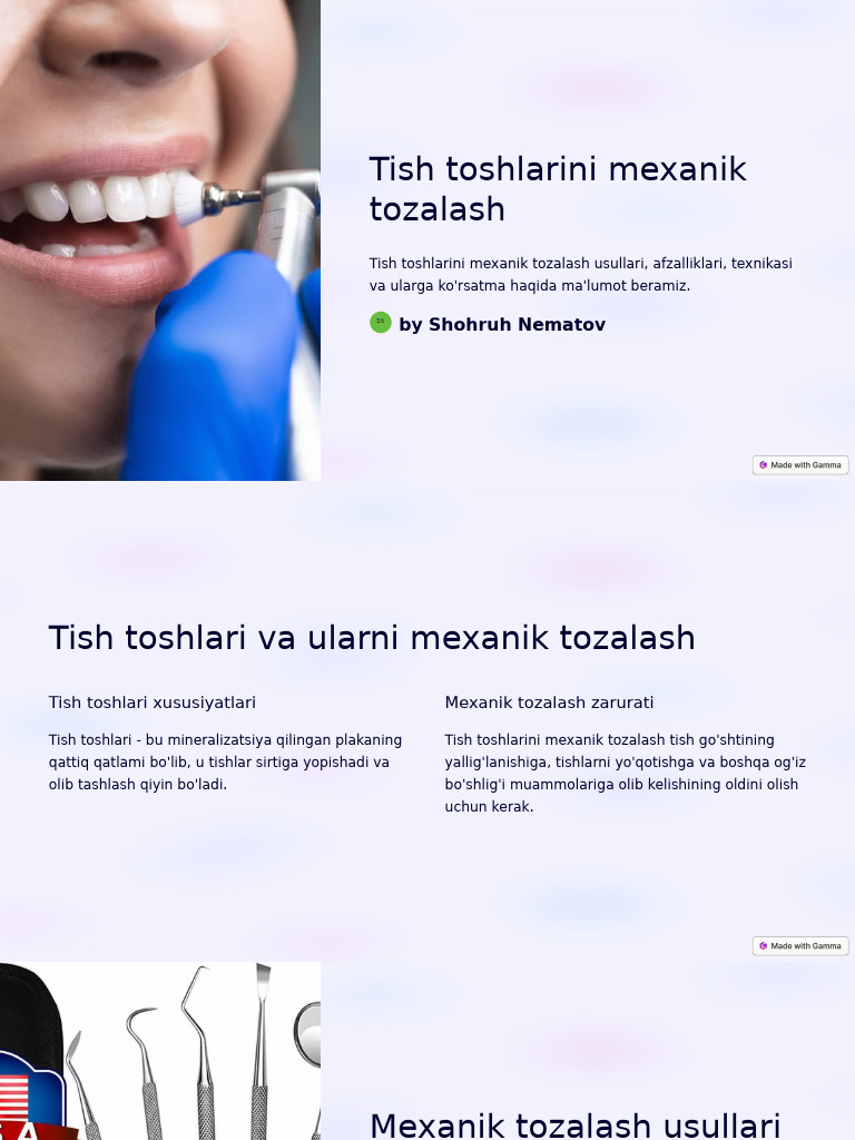 Tish Toshlarini Mexanik Tozalash | PDF