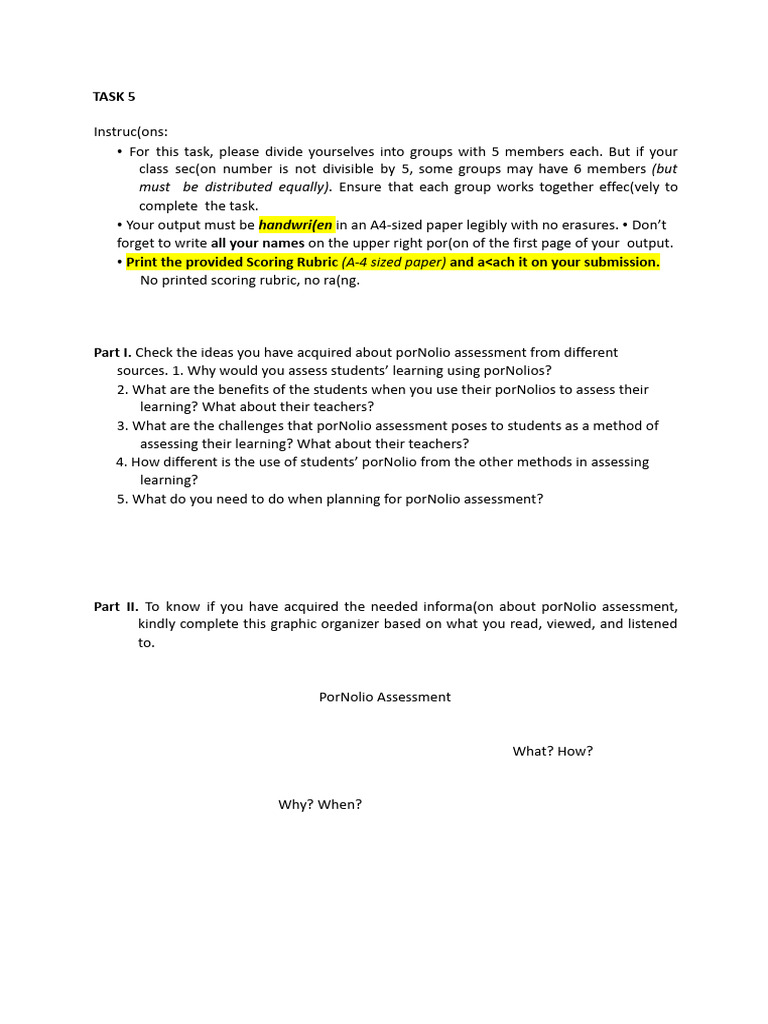 Task 5 Assessment | PDF
