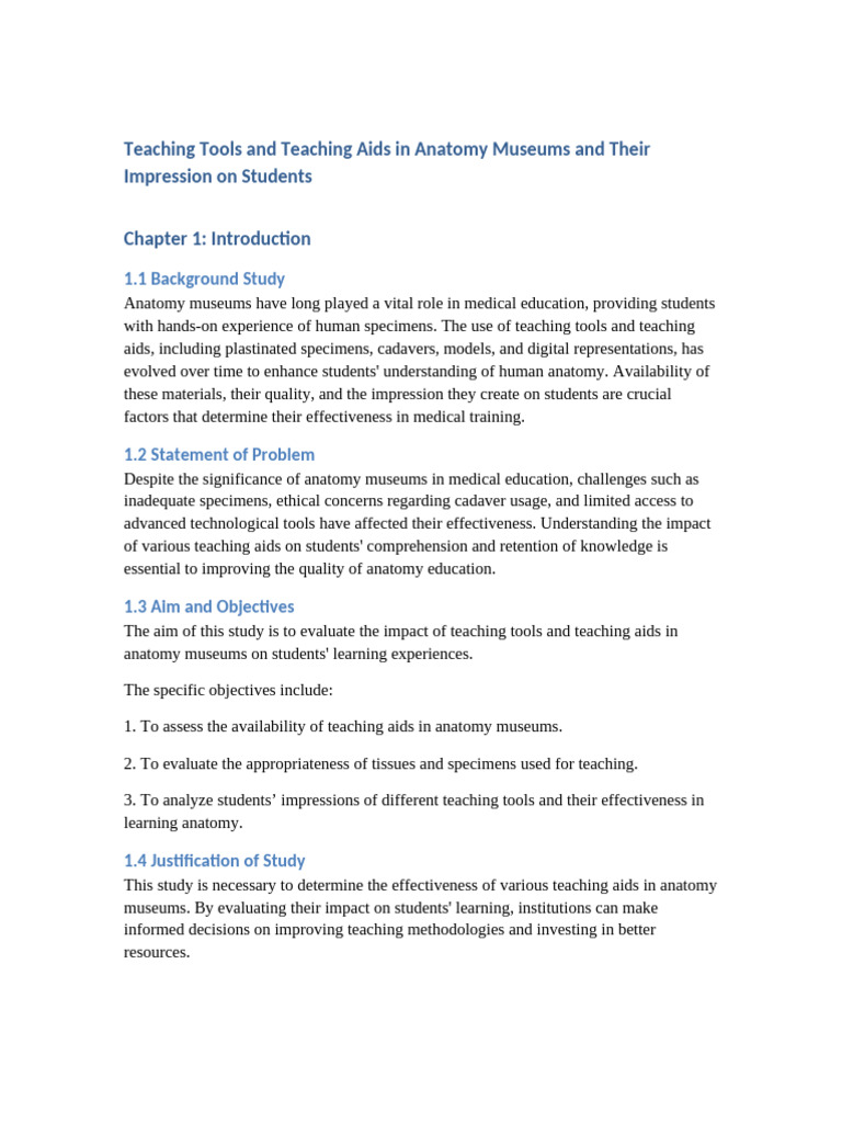 Impact of Teaching Aids in Anatomy Museums | PDF | Medical Education | Data