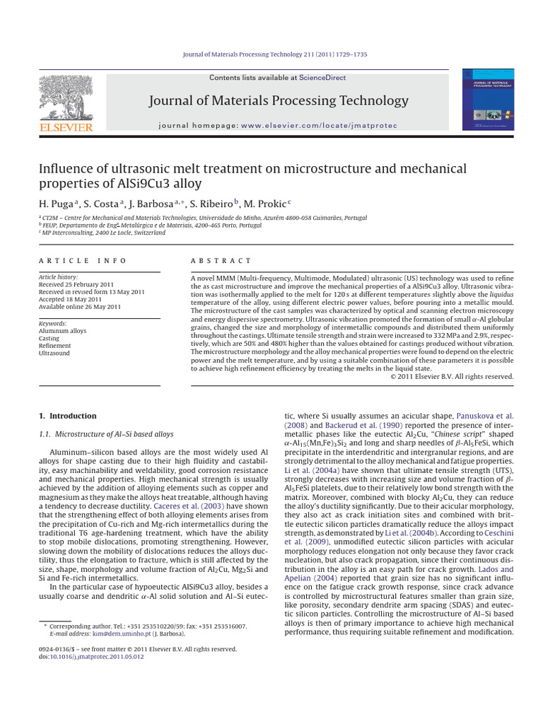 Influence of Ultrasonic Melt Treatment On Microstructure and Mechanical ...