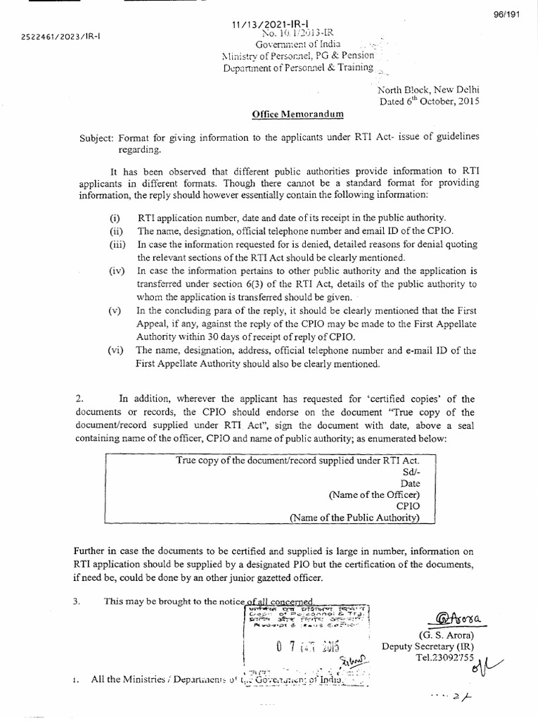 DoPT OM 2 | PDF