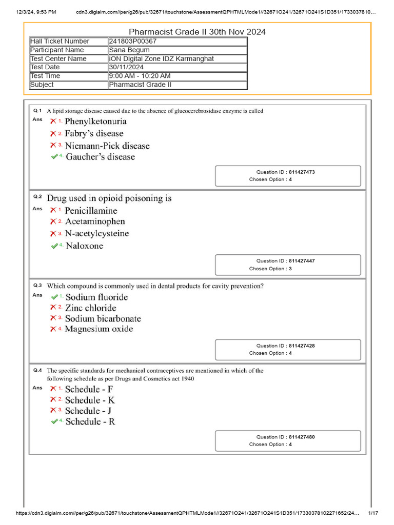 Pharmacist Grade 2 Session 1 | PDF