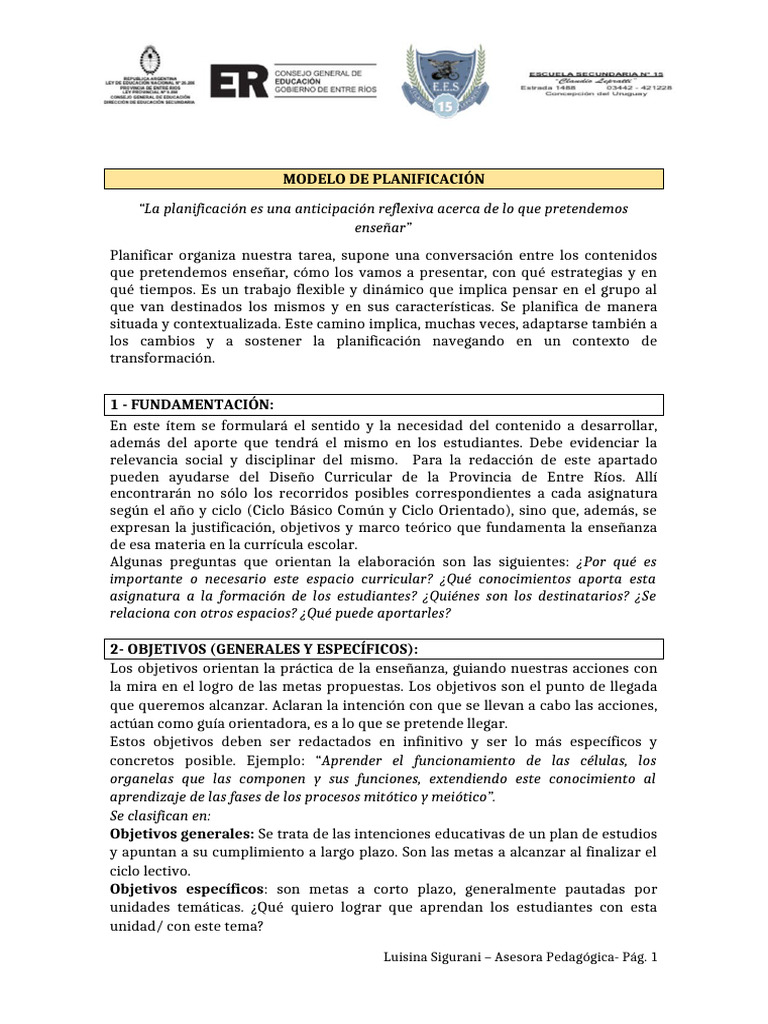 Modelo de Planificación Educativa | PDF | Evaluación | Plan de estudios