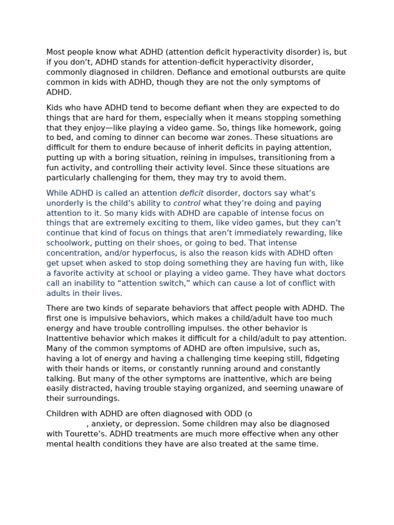 ADHD What Is It | PDF | Attention Deficit Hyperactivity Disorder ...