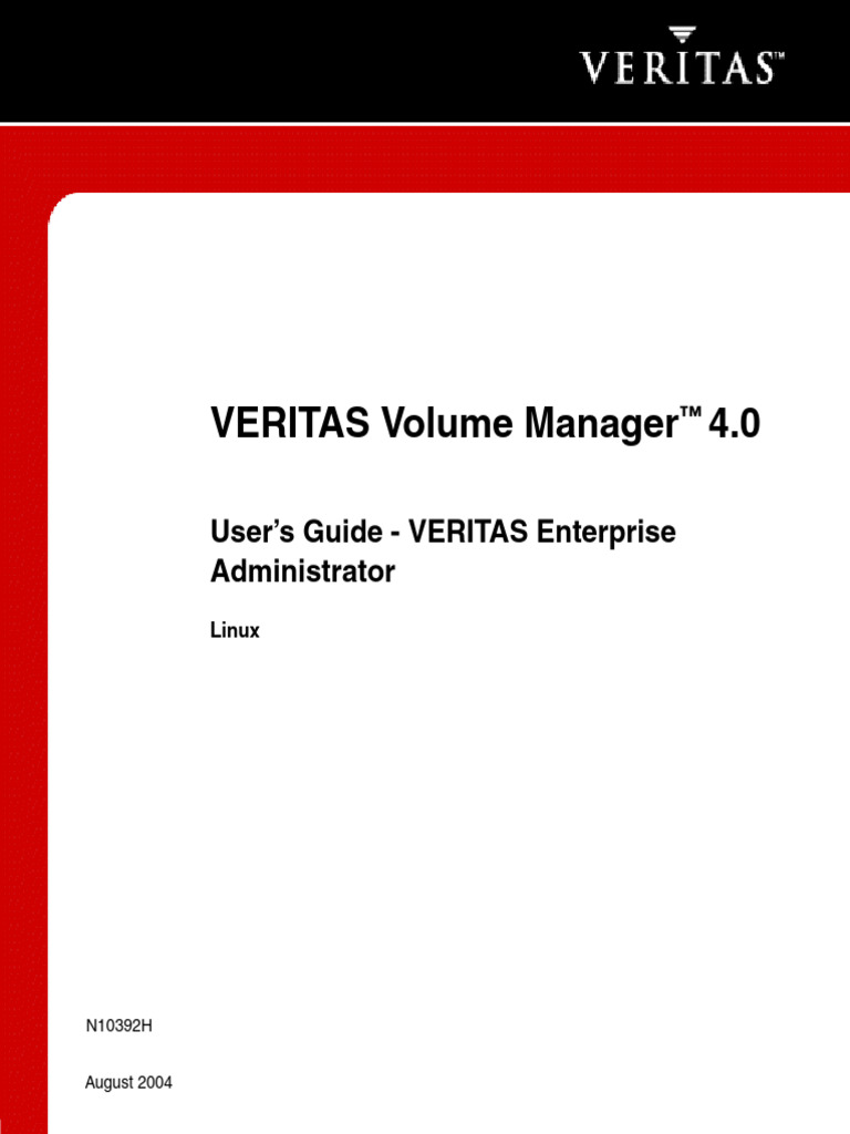 VERITAS Volume Manager 4.0 Guide | PDF | Copyright | Computer Cluster