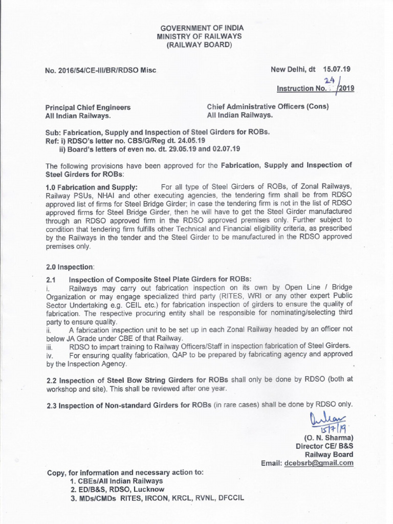 15 - 07 - 19 Supply, Inspection of Steel Girder For Robs | PDF