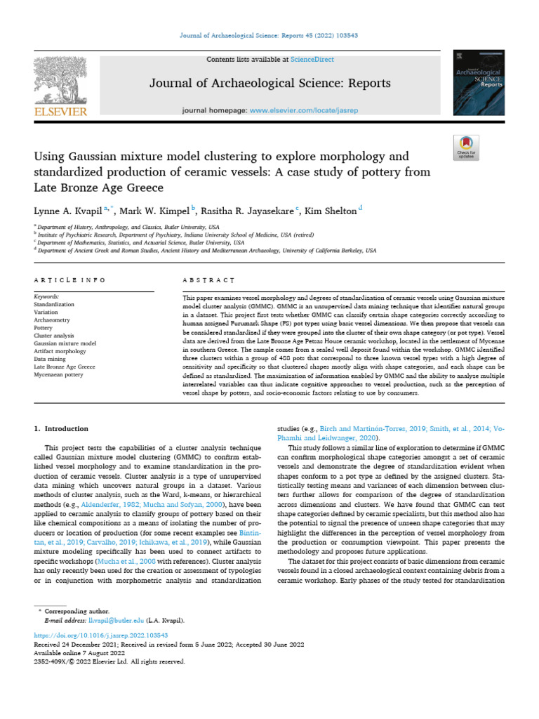 Gaussian Mixture Model in Ceramic Analysis | PDF | Cluster Analysis ...