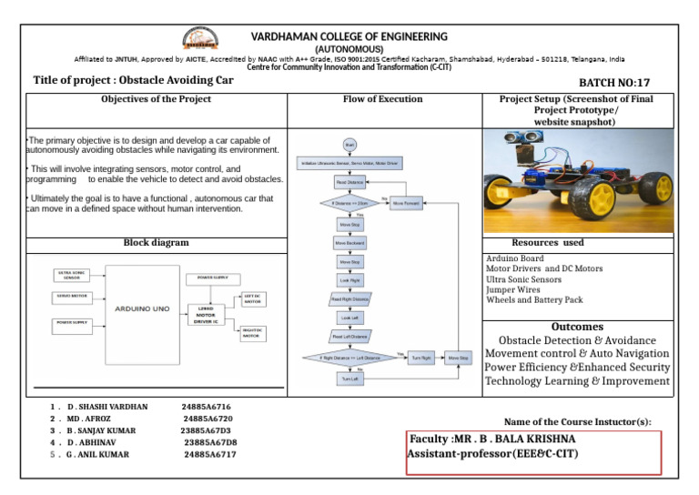 Autonomous Obstacle Avoiding Car Project | PDF | Automotive Industry ...