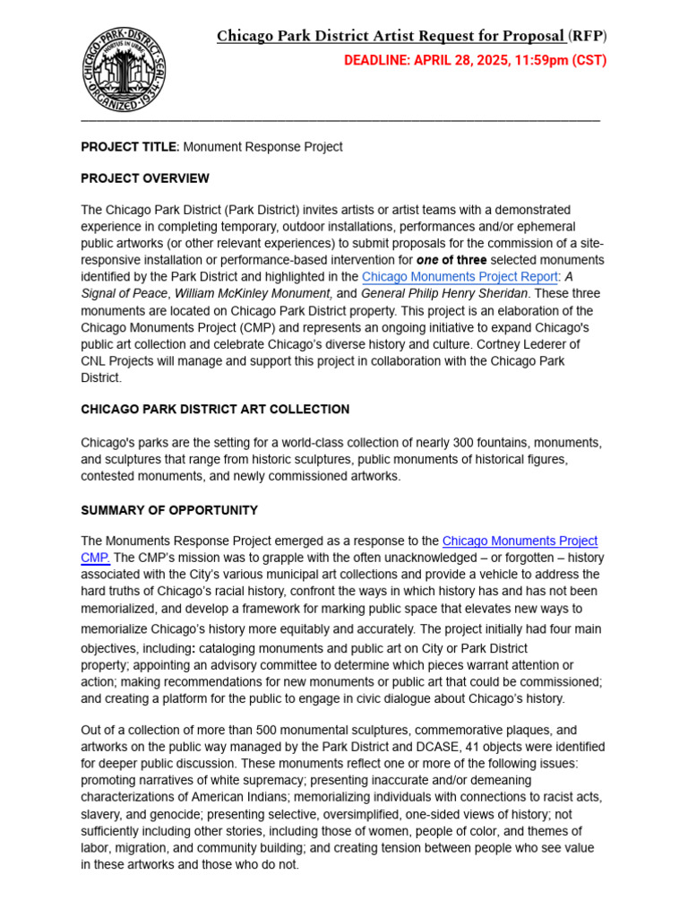 Monument Response Project RFP 2025 | PDF