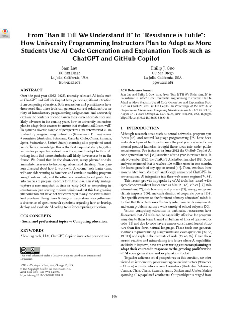 Adapting Programming Education to AI Tools | PDF | Artificial ...