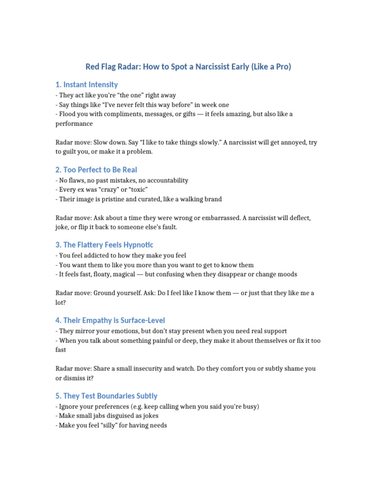 Narcissist Red Flags to Watch For | PDF
