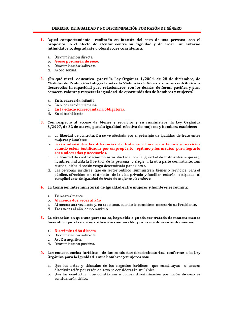 Derecho de Igualdad y No Discriminación Por Razón de Género | PDF ...