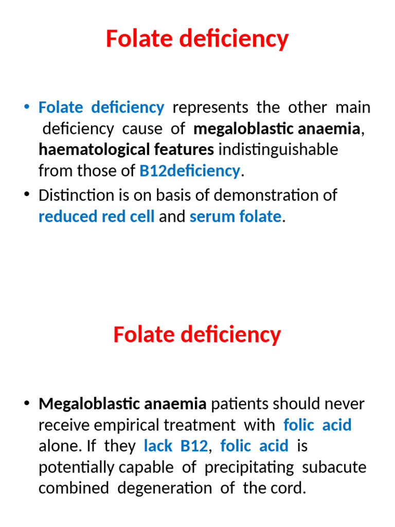 Understanding Folate Deficiency and Anaemia | PDF | Anemia | Vitamin B12