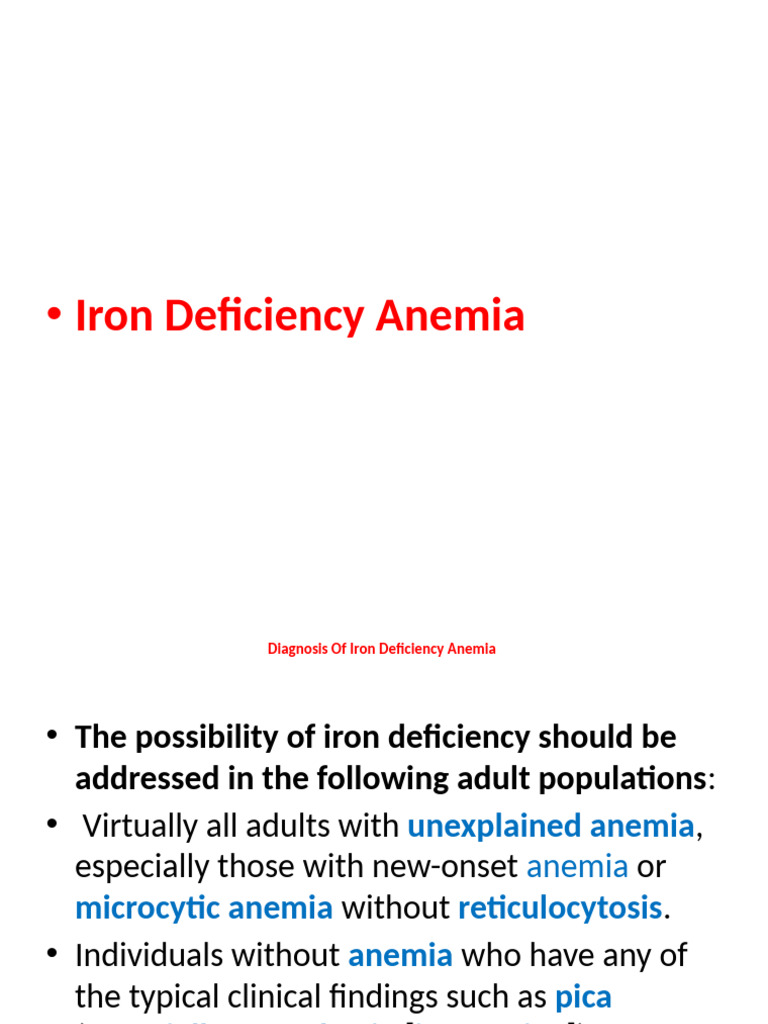 Iron Deficiency Anemia Diagnosis & Treatment | PDF | Anemia | Vitamin B12