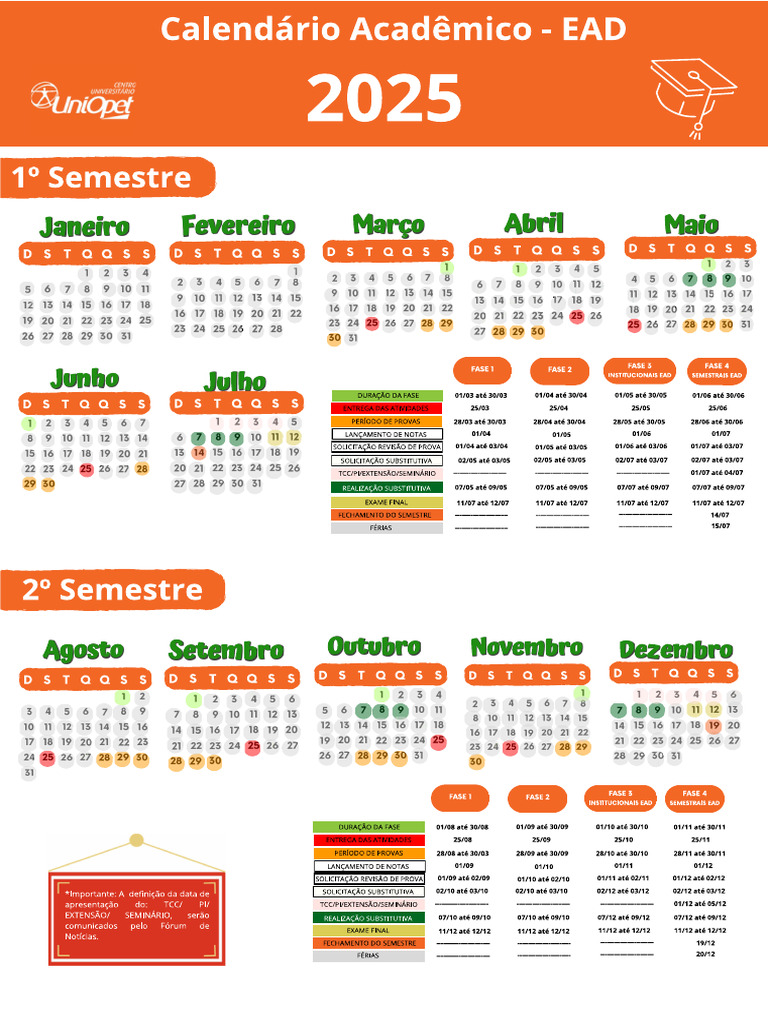 Calendário EAD - 2025 | PDF