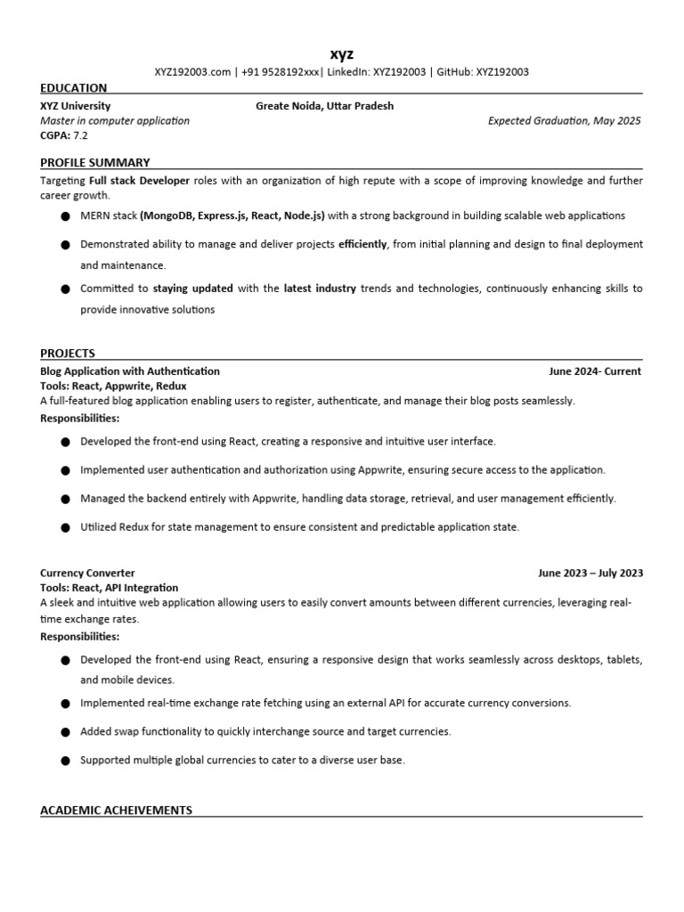 resumeTemplate | PDF | Software | Computing