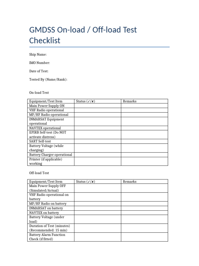 GMDSS On-load/Off-load Battery Test Guide | PDF | Telecommunications ...