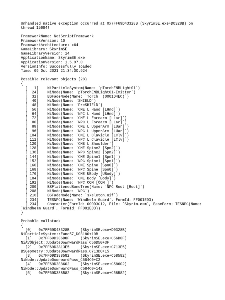 SkyrimSE Crash Report Analysis | PDF | Microsoft Software | Computing