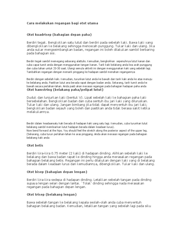 Cara Melakukan Regangan Bagi Otot Utama Pdf
