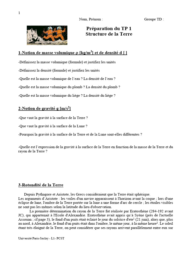 Masse volumique et gravité terrestre PDF Terre Rayon (géométrie) — free download
