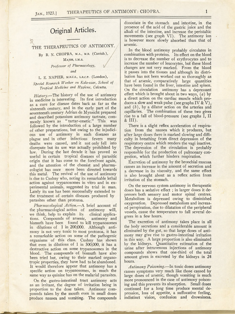 The Therapeutics of Antimony | PDF | Injection (Medicine) | Syringe
