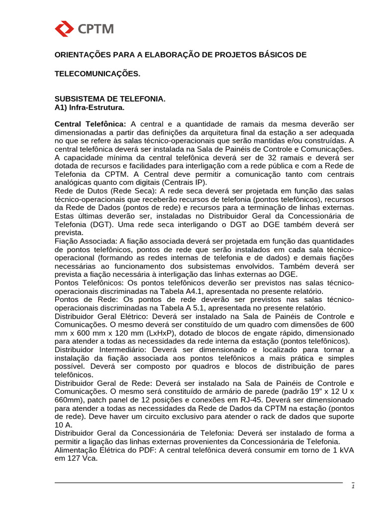 Projetos Básicos de Telefonia em Telecomunicações | PDF | Rede de ...