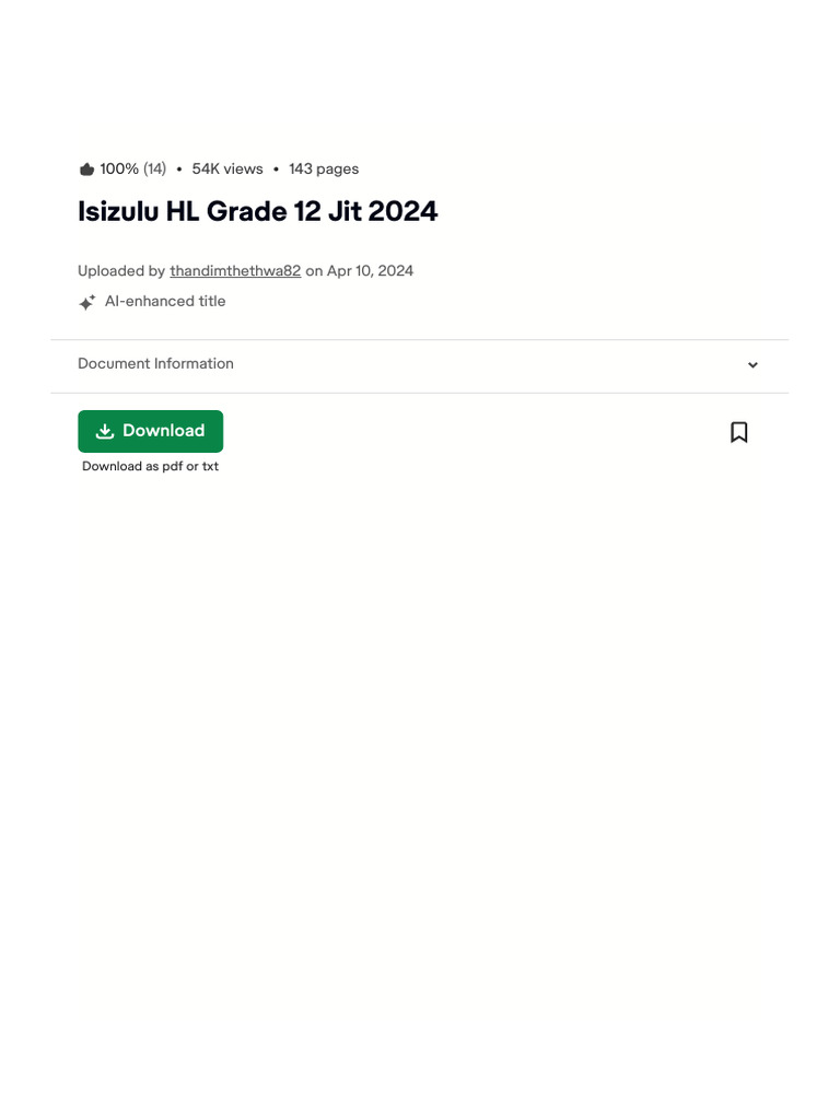 ISIZULU HL GRADE 12 JIT 2024 intelligence overview