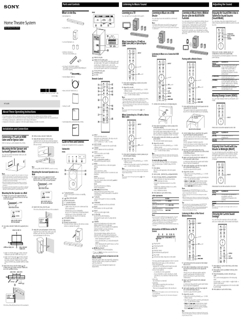 Sony Soundbar Setup and Usage Guide | PDF | Hdmi | Loudspeaker