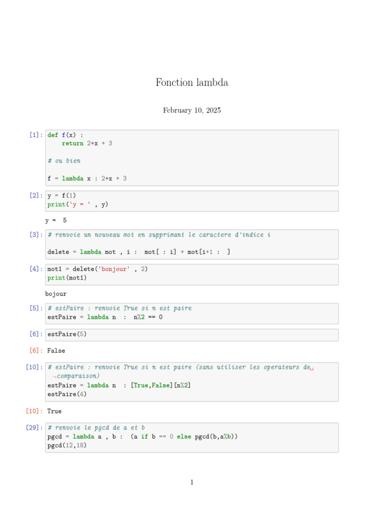 Introduction aux fonctions lambda en Python | PDF