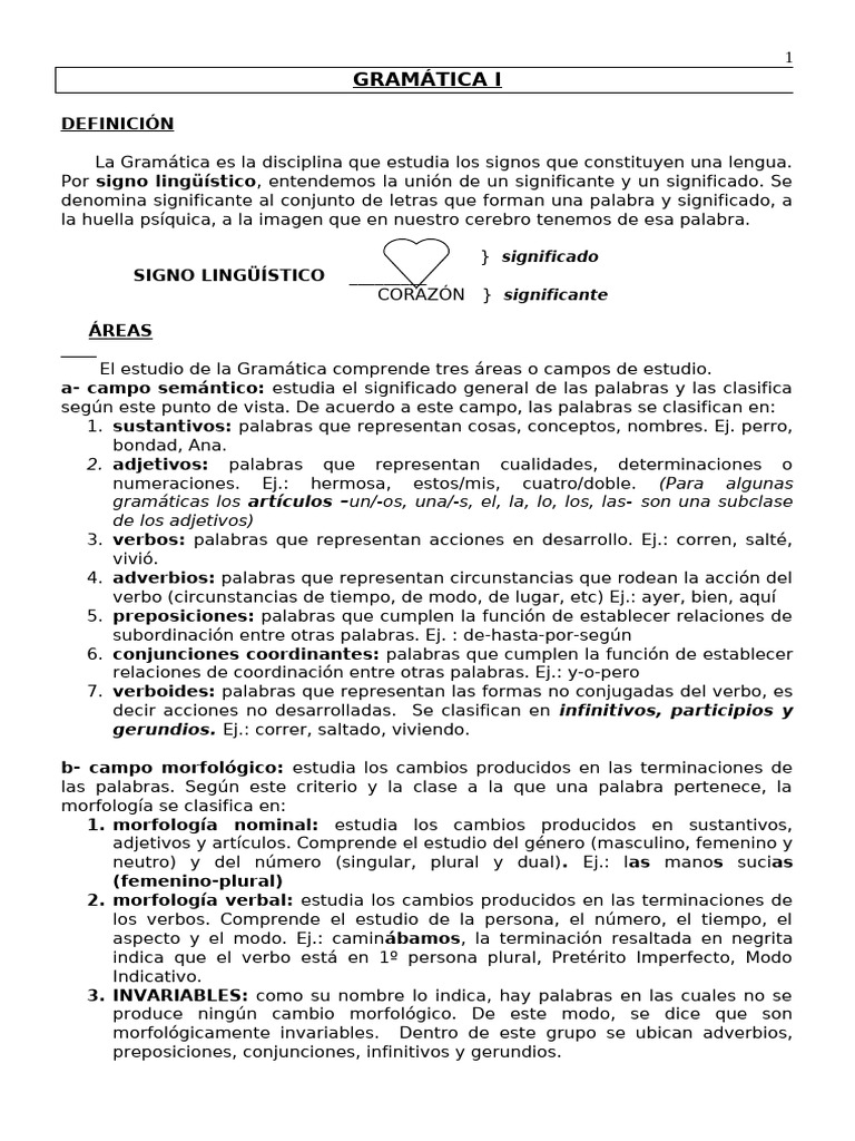 Gramática I y Sintaxis I | PDF | Palabra | Sustantivo