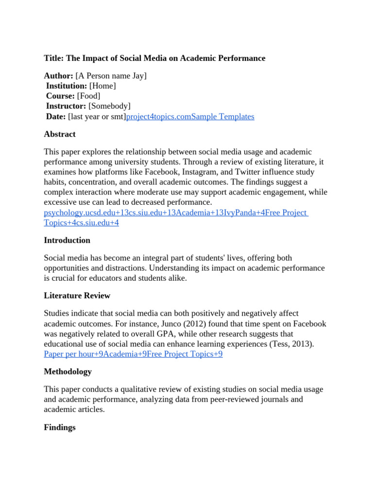 The Impact of Social Media On Academic Performance | PDF